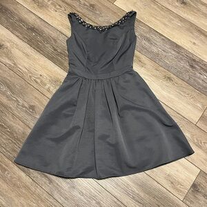 Davids Bridal Pewter Gray , Sleeveless Faille Dress with Beaded Neckline Size 0